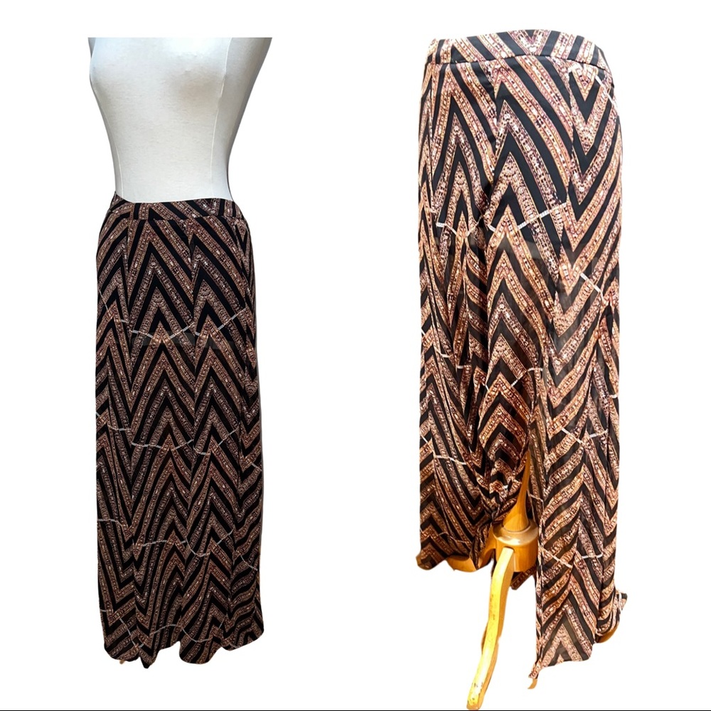 Women’s brown black color size large long maxi size skirt
